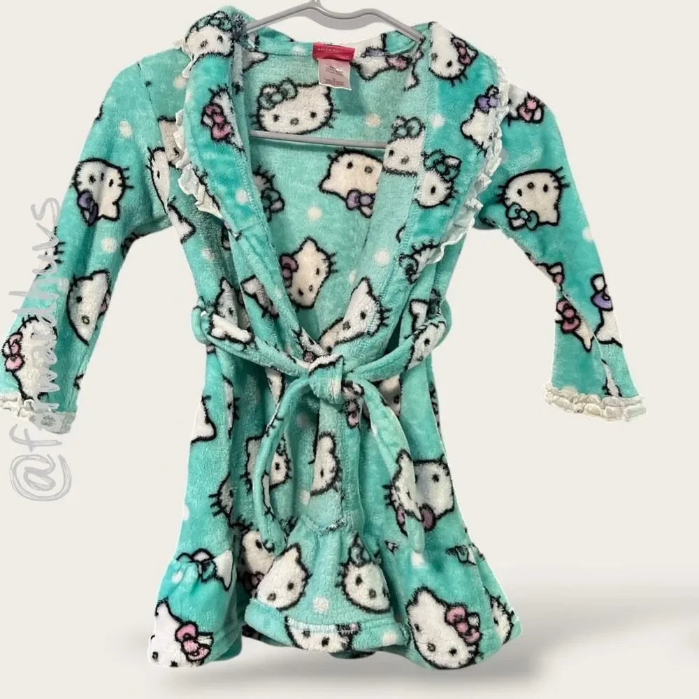 Hello Kitty Aqua Plush Robe – Size 3T